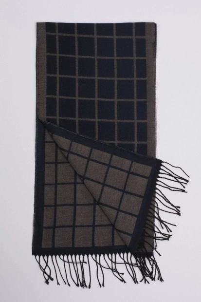 Écharpe carreaux homme - Modèle ARYA black - Noir