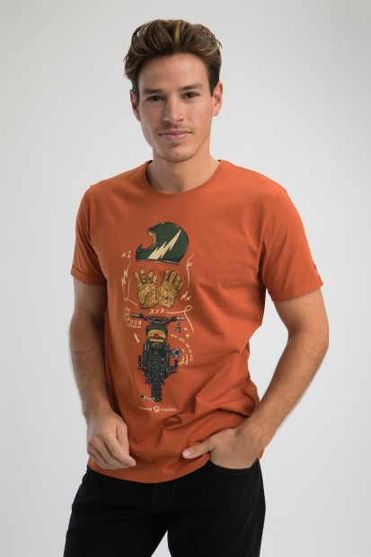 T-Shirt Homme en Coton avec Impression Scrambler Triumph TILT