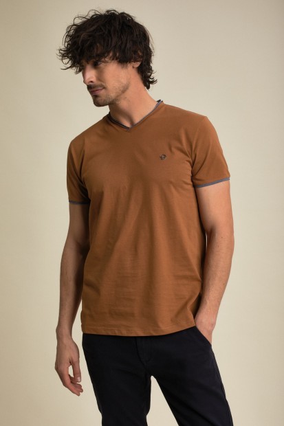 copy of T-shirt coton uni col V TUJIANO