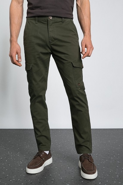 Pantalon Cargo Stretch Tapered Fit kaki