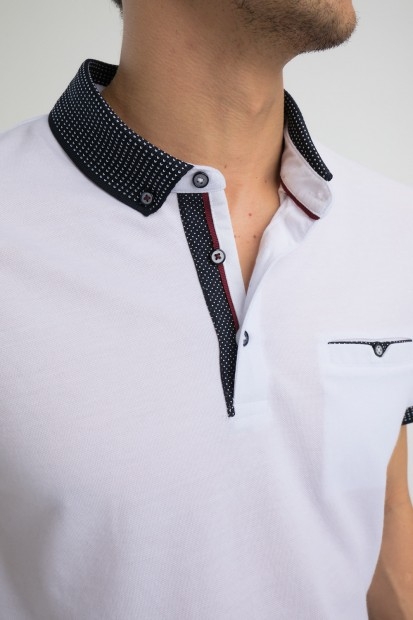 polo homme couleur blanc avec poche poitrine