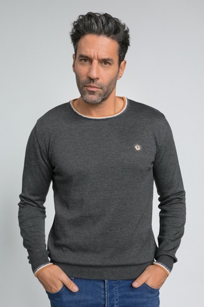 Pull col rond anthracite